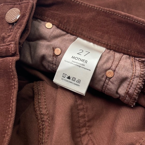 NWT Anthropologie MOTHER Wide Leg Jeans Corduroy Ankle Brown Rust Sz 27 $248 - Picture 12 of 12